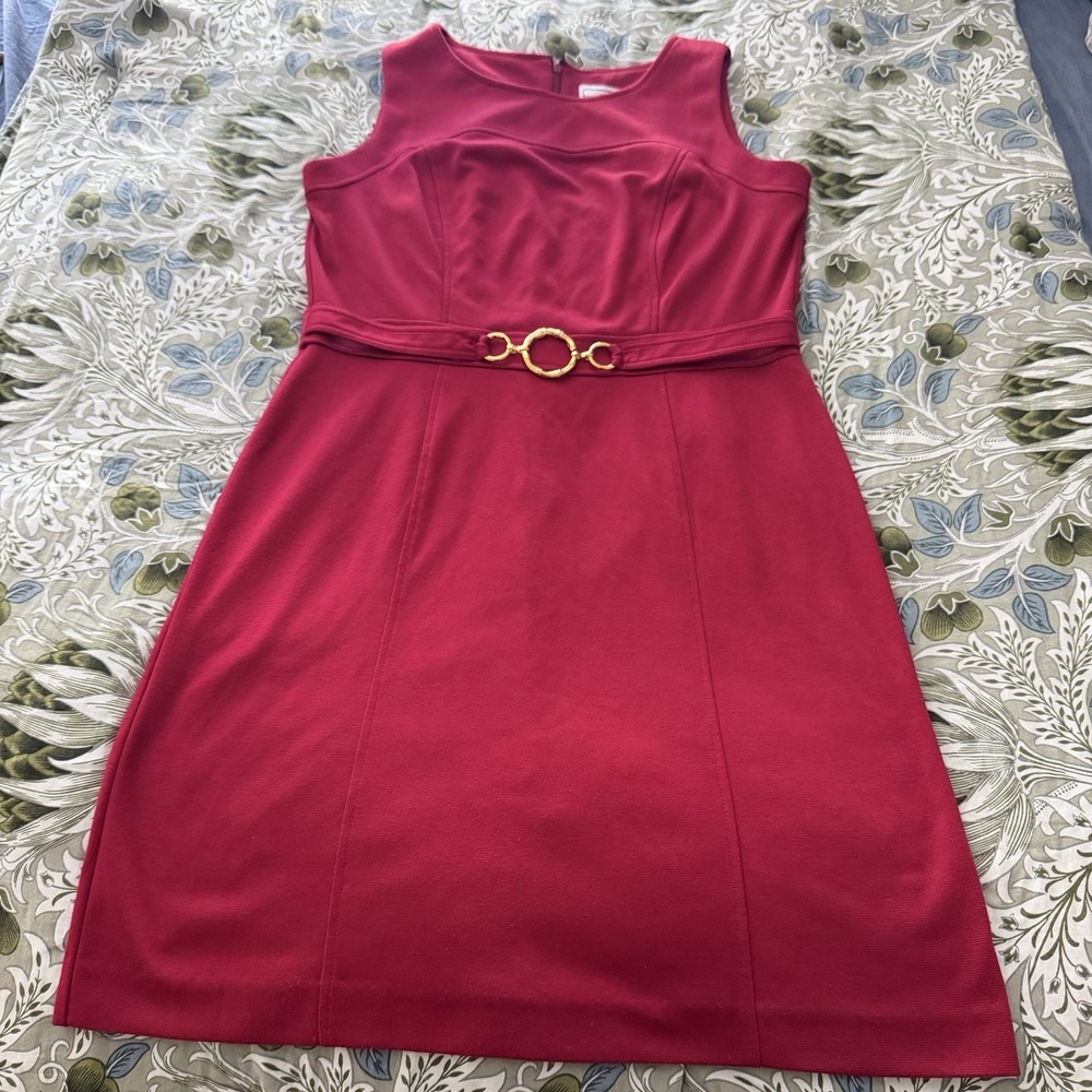 Karin Stevens Sleeveless Business Casual Womens Size 14 Pencil Dress Gold Accent - Picture 1 of 7
